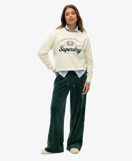 Superdry Vrouwen Country Club Velours Joggingbroek Groen