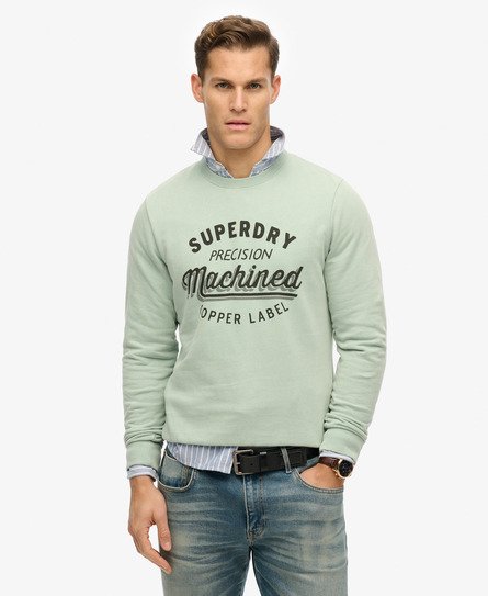 Superdry Mannen Vintage Wash Relaxed Sweatshirt met Ronde Hals Groen