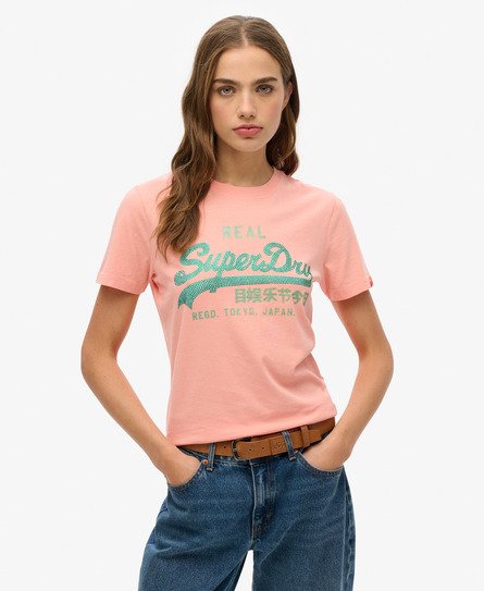 Vintage Logo Rhinestone Slim T-Shirt