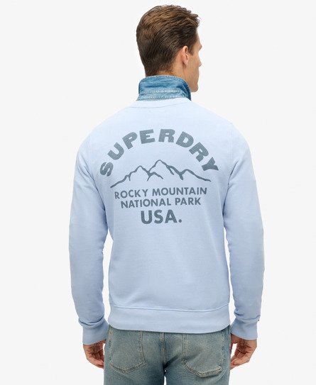 Superdry Mannen Lo-Fi Outdoor Mono Relaxed Sweatshirt met Ronde Hals Lichtblauw