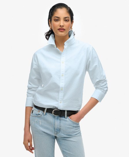 Superdry Vrouwen Slim Oxford-overhemd met Lange Mouwen Wit