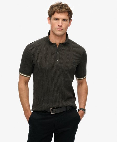 Knitted Texture Short Sleeve Polo Shirt