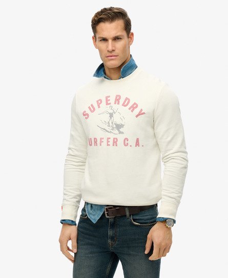 Superdry Mannen Lo-Fi Outdoors Relaxed Sweatshirt met Ronde Hals Crème