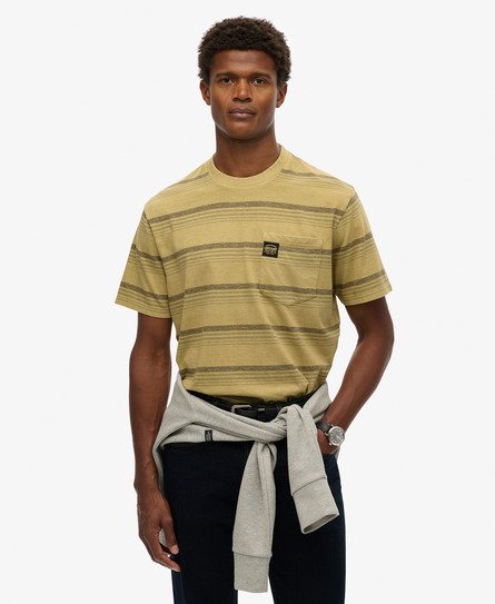 Men's Contrast Stripe Pocket T-shirt Brown / Washed Cappuccino Stripe - Size: M - Superdry - Modalova