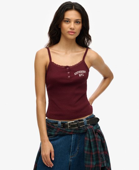 Athletic Essentials Embroidered Button Cami Top