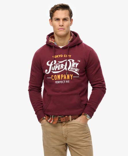 Superdry Mannen Perfect Fit Script Hoodie Paars