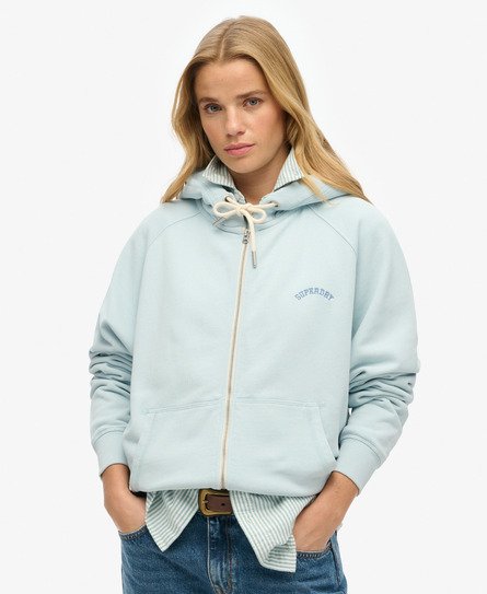 Superdry Vrouwen Essential Logo Oversized Raglanhoodie met Rits Lichtblauw