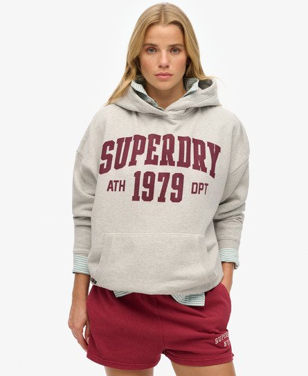 Superdry Vrouwen Athletic Essentials Hoodie met Losse Pasvorm Lichtgrijs