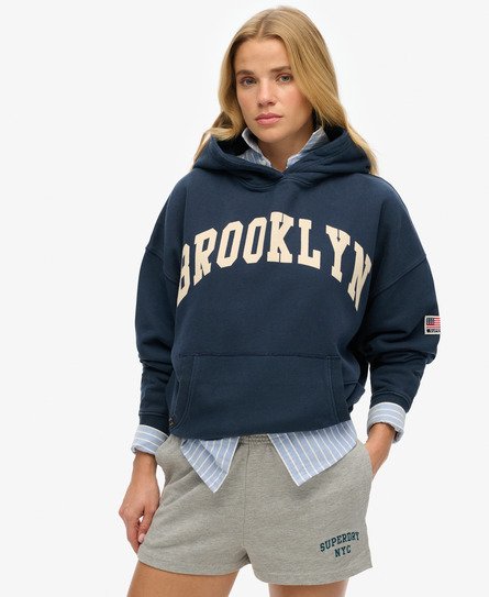 Superdry Vrouwen Athletic Essentials Hoodie met Losse Pasvorm Blauw