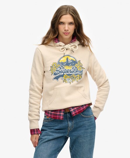 Superdry Vrouwen Hoodie met Bloemenprint Crème