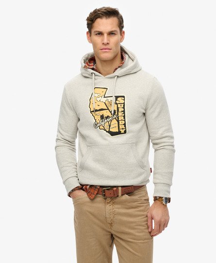 Superdry Mannen Vintage Travel Hoodie Lichtgrijs