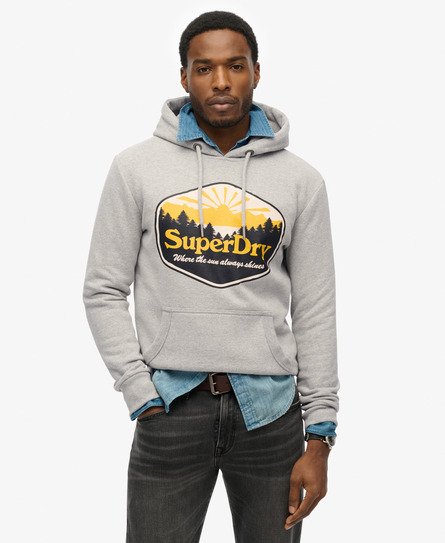 Superdry Mannen Sun Tab Hoodie Grijs