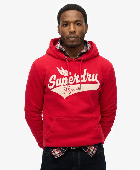 Superdry Mannen Flyers Script Hoodie Rood