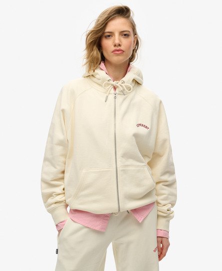 Superdry Vrouwen Essential Logo Oversized Raglanhoodie met Rits Wit