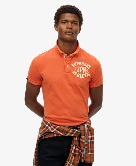 Men's Vintage Athletic Polo Shirt Orange / Preppy Orange - Size: L - Superdry - Modalova