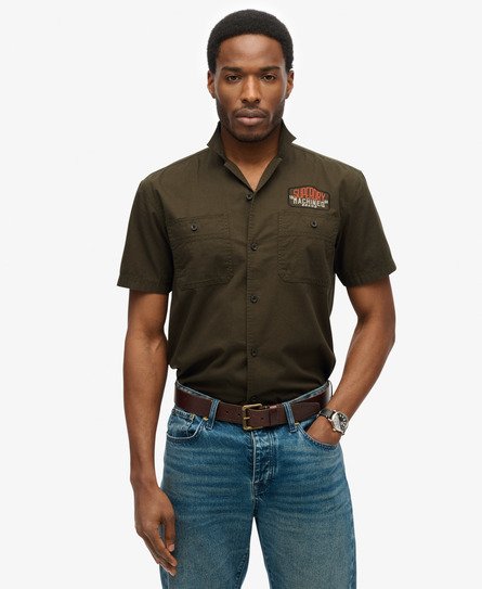Men's Short Sleeve Mechanic Shirt Green / Surplus Goods Olive Green - Size: L - Superdry - Modalova