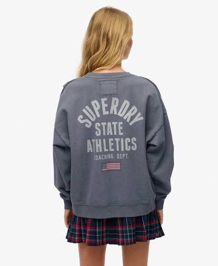 Superdry Vrouwen Athletic Essentials Sweatshirt met Ronde Hals en Print Grijs