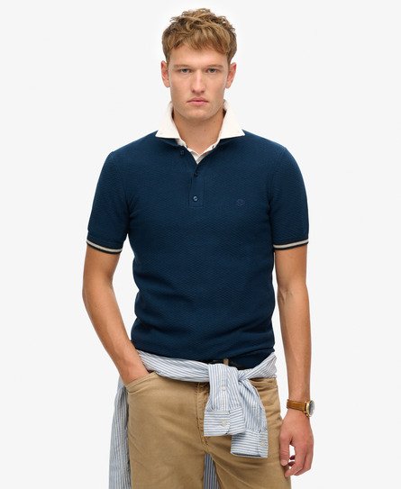 Knitted Texture Short Sleeve Polo Shirt