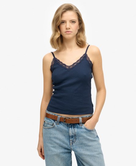 Damen Essential Trägertop mit Spitzenbesatz - Größe: 42 - Superdry - Modalova