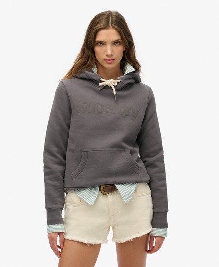 Superdry Vrouwen Core Hoodie in Ton-sur-tonkleuren Donkergrijs