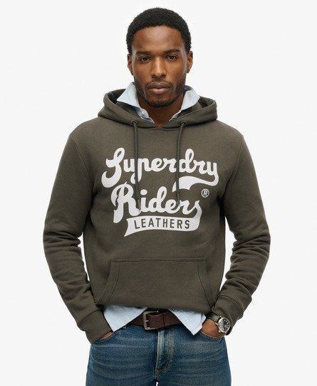 Superdry Mannen Leathers Hoodie Zwart