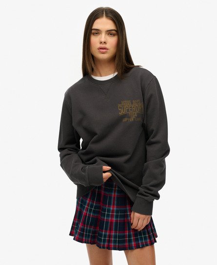 Superdry Vrouwen Oversized Copper Label Workwear Sweatshirt met Ronde Hals Zwart