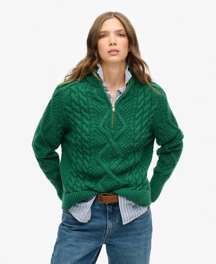 Aran Cable Knit Half Zip Jumper