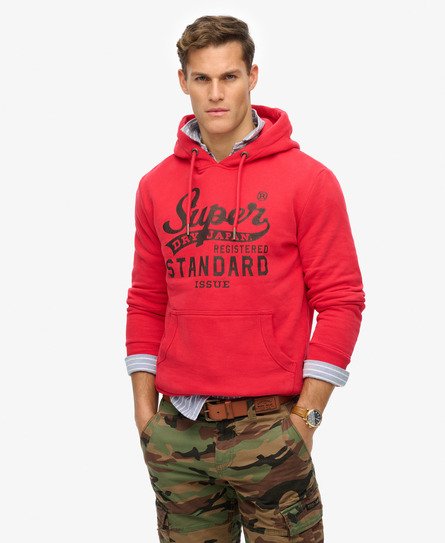 Superdry Mannen Standard Script-hoodie Rood