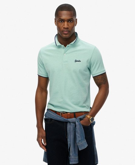 Men's Poolside Polo Shirt Green / Light Mint Green Marl - Size: L - Superdry - Modalova