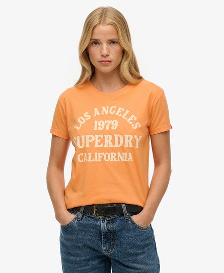 Women's Surf Logo Fitted T-shirt Orange / Autumn Sunset Orange - Size: 16 - Superdry - Modalova