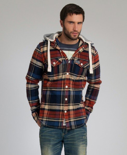 Men s Lumberjack hood in Orange Grove Blue Superdry UK