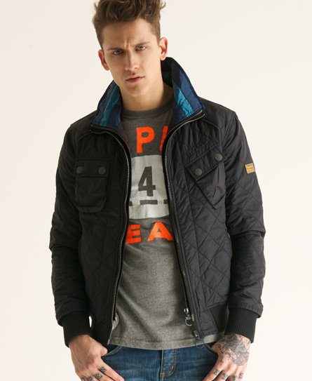 Mens - Quilted Bomber Jacket in Black Tyre | Superdry