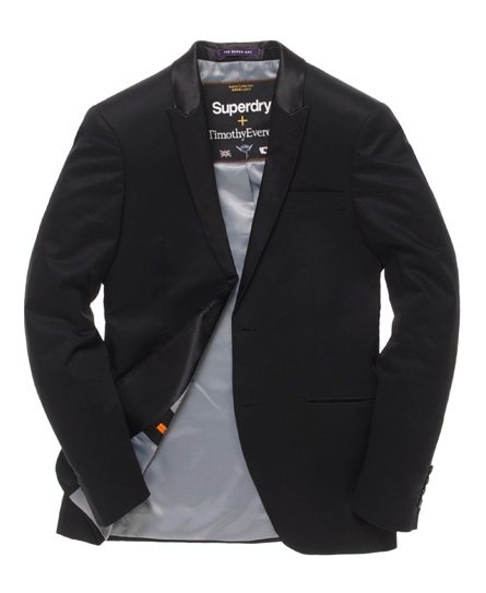 Mens - Super Spy Suit Jacket in Black Cotton Sateen | Superdry