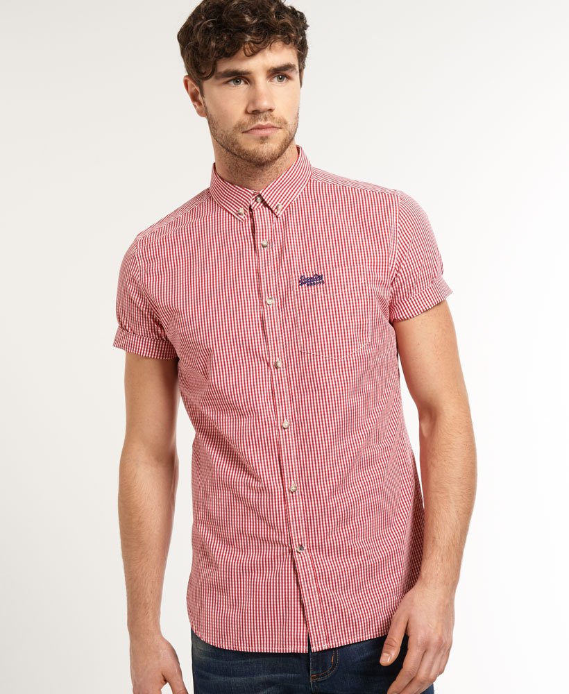 Mens - London Button Down Shirt in Hartwell Red Gingham | Superdry