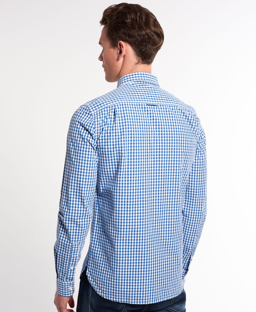 Men's - London Button Down Shirt in Premium City Blue Gingham | Superdry UK