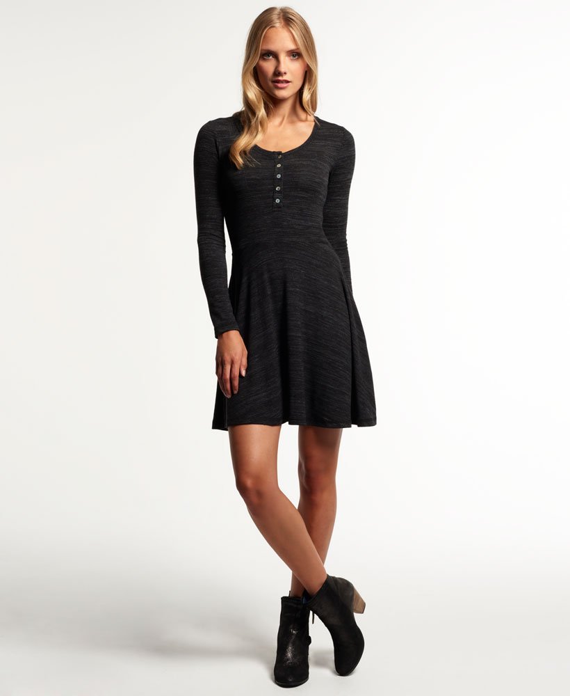 Womens - Essential Yarn Skater Dress in Black | Superdry