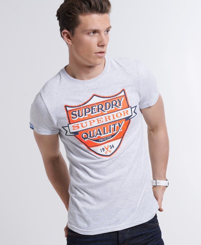 Herren Hellgrau Marl Superdry Revine Streifen Rundhals T-Shirt T-Shirt