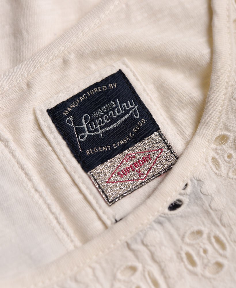 Womens - Broderie Panel Top in White | Superdry