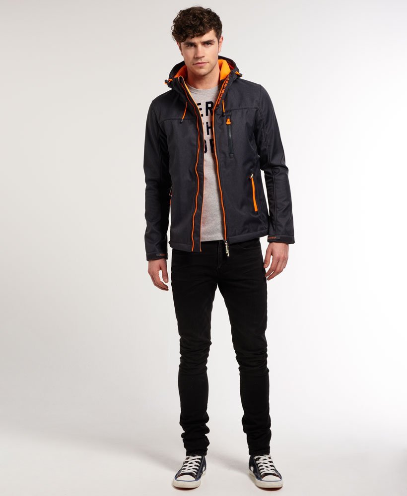 Men's - Hooded Windtrekker Jacket in Dark Grey Marl/fluro Orange ...
