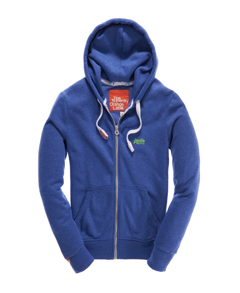 Mens - Orange Label Zip Hoodie in Blue | Superdry