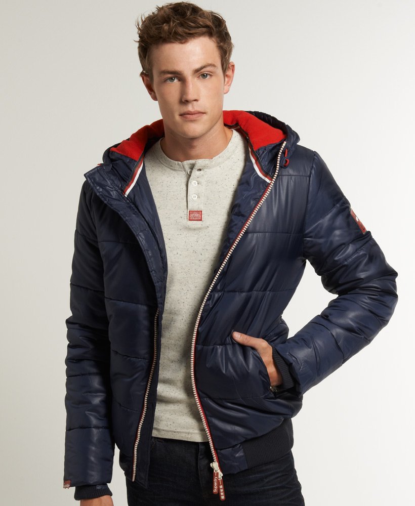 Superdry mens double-zip jacket size Small - Navy Blue/Red