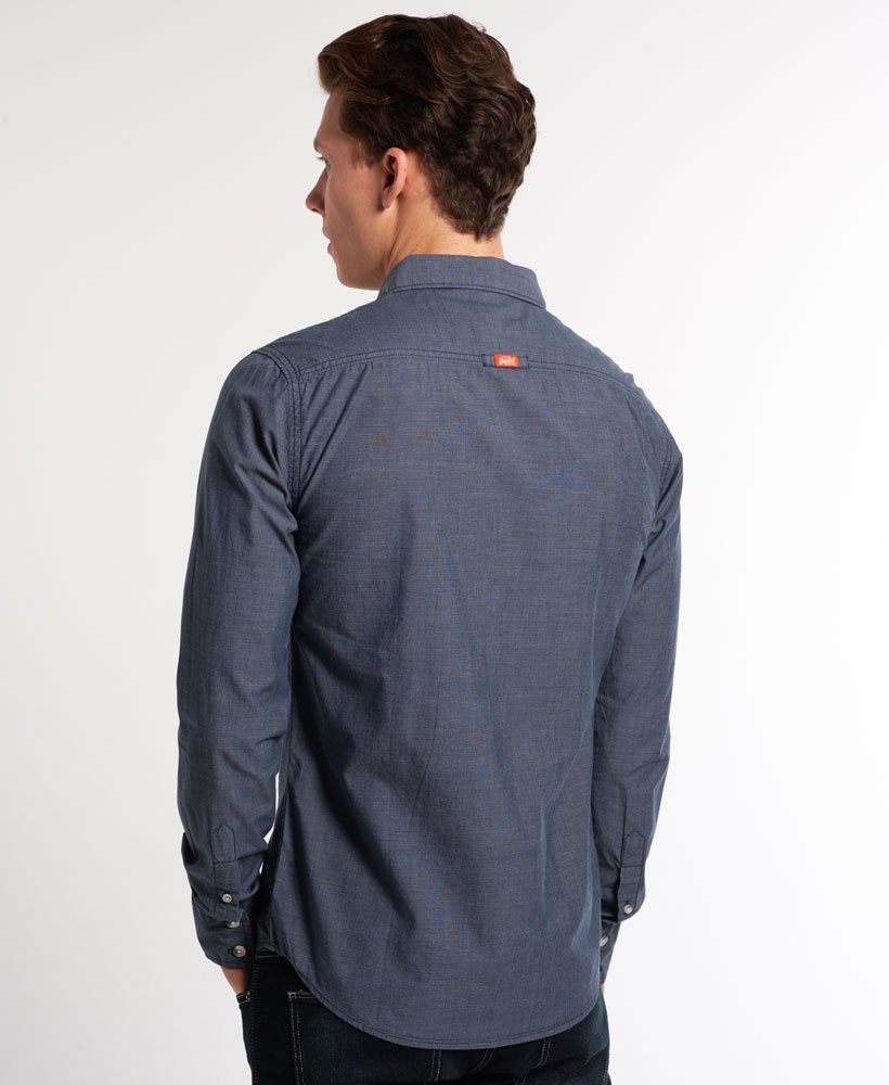 Mens - Laundered Cut Collar Shirt in Blue Steel | Superdry