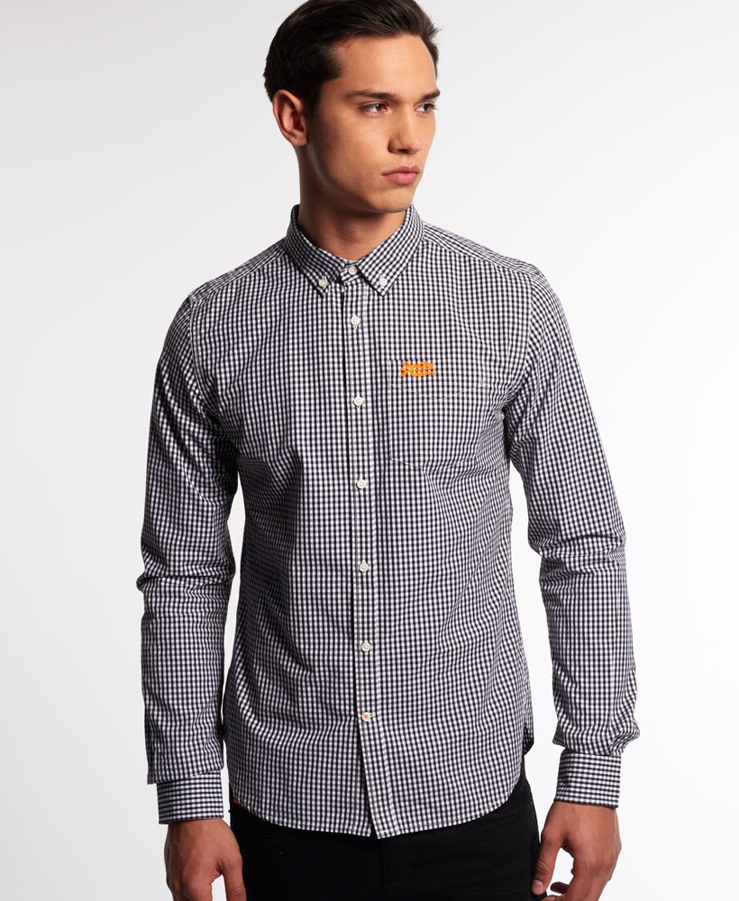 Mens London Button Down Shirt in Kedelston Black Ging Superdry