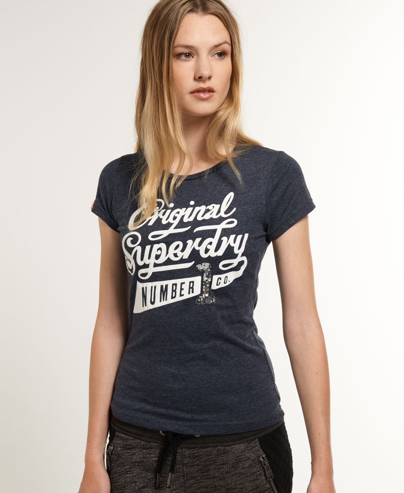Womens - Number 1 Co T-shirt in Midnight Marl | Superdry