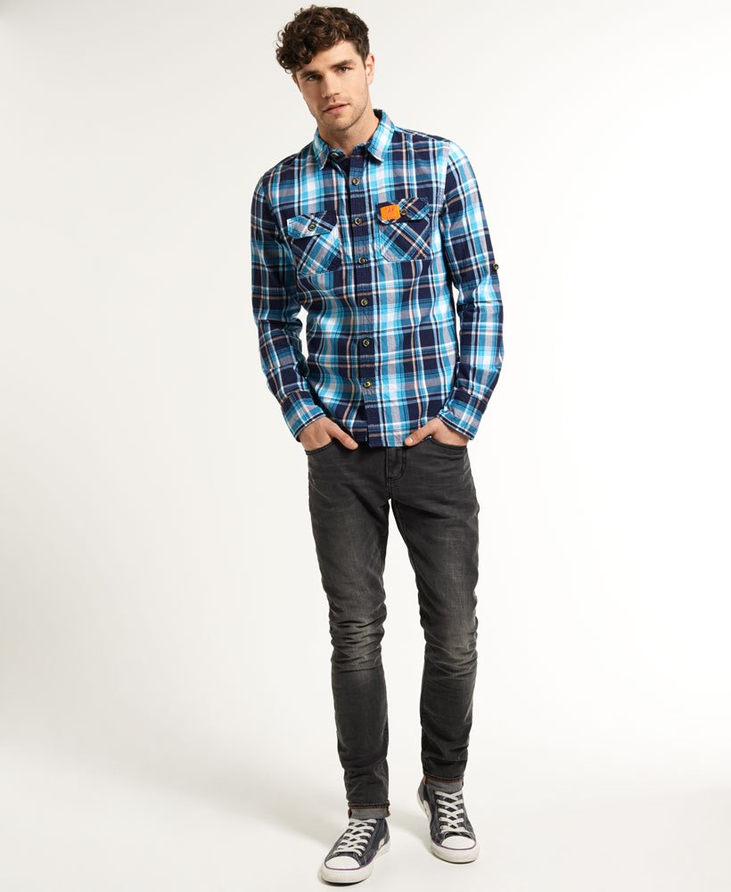 Men's - Lumberjack Twill Shirt in Selvedge Check Sky | Superdry UK