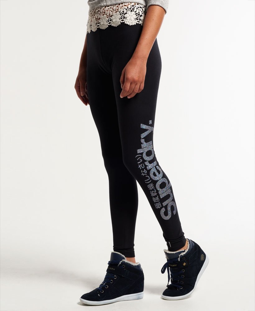 Women's - Glitter Logo Leggings in Black