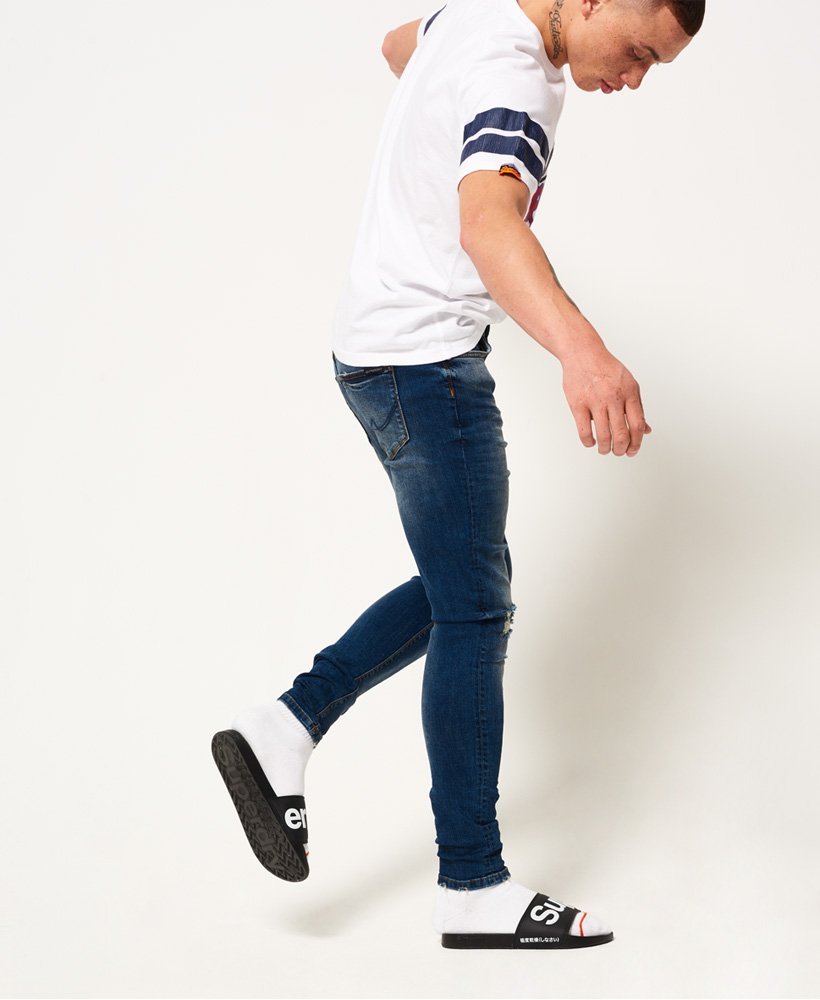 Mens - Spray On Skinny Jeans in Fools Blue Rip | Superdry UK