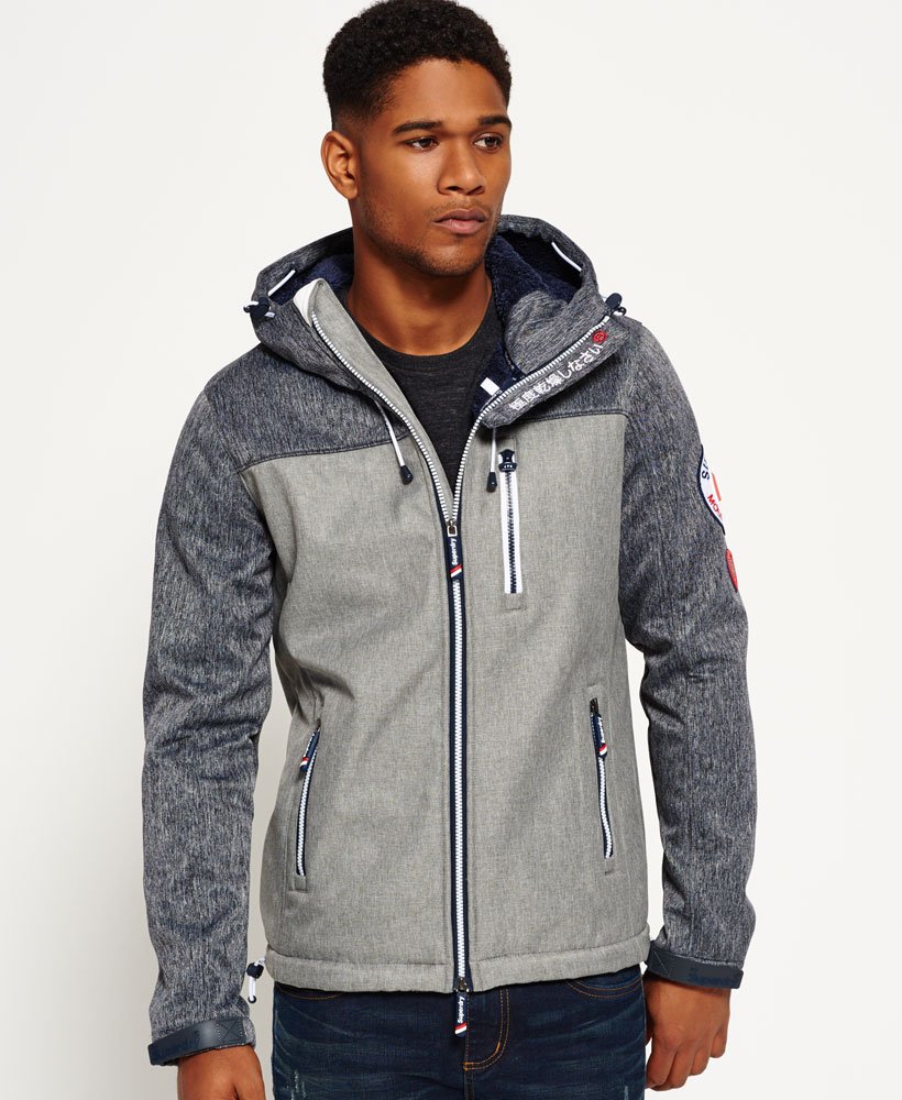 Men's Hooded Mountain Marker Jacket in Dark Navy Grit/charcoal 