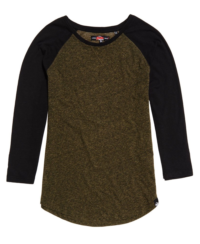 Womens Baseball Top in Khaki/black Superdry