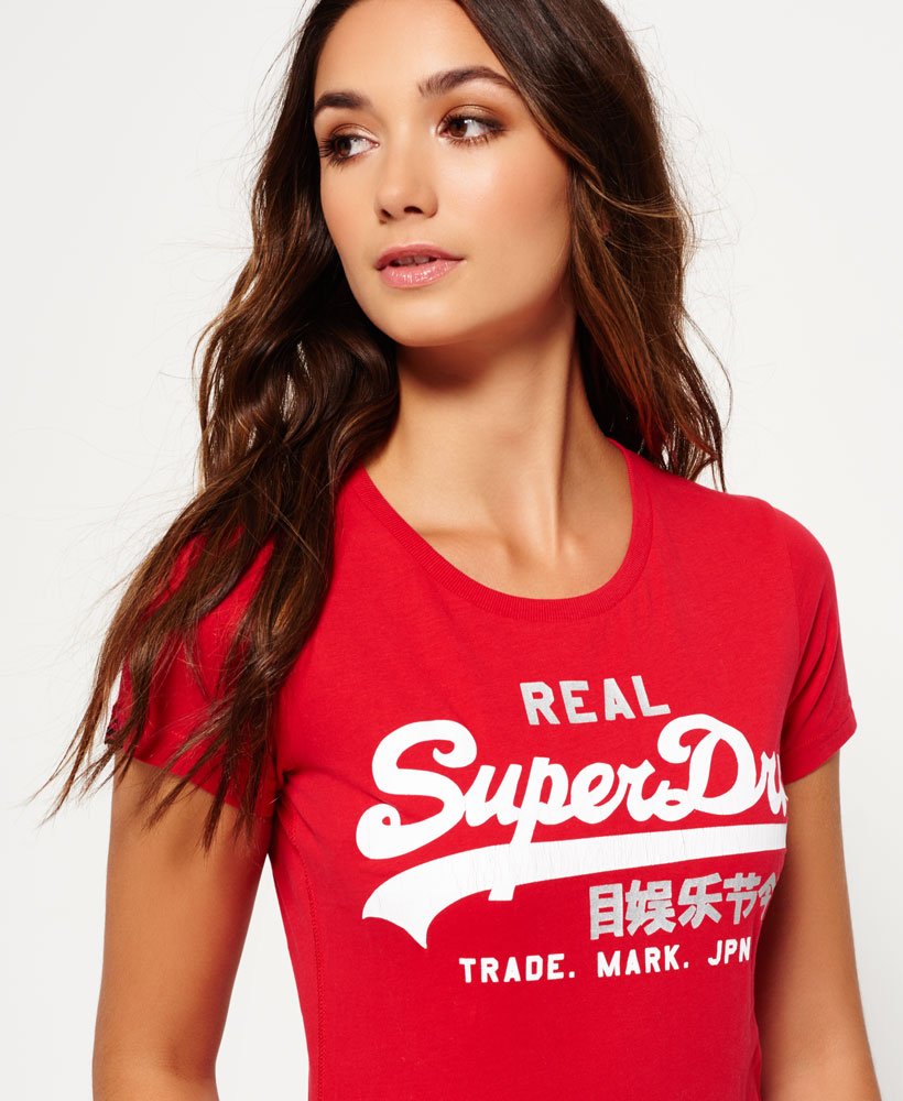 Womens - Vintage Logo Duo T-shirt in Red | Superdry